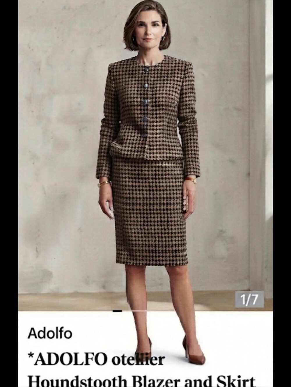 *ADOLFO otellier Houndstooth Blazer and Skirt Set